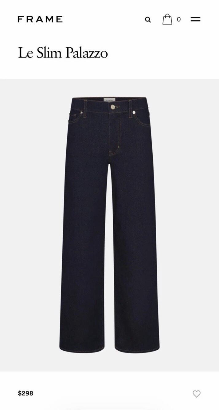 NWT Frame Le Slim High Rise Wide Leg Palazzo Jean Rinse Size 28 NEW Retail $298